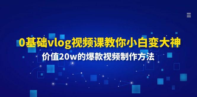 0基础vlog视频课教你小白变大神：价值20w的爆款视频制作方法-情久项目网