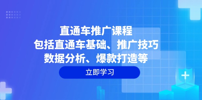 直通车推广课程：包括直通车基础、推广技巧、数据分析、爆款打造等-情久项目网
