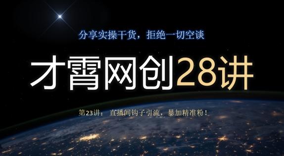 才霄网创28讲第23讲：直播间钩子引流，暴加精准粉！-情久项目网