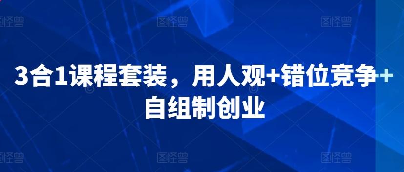 3合1课程套装，​用人观+错位竞争+自组制创业-情久项目网