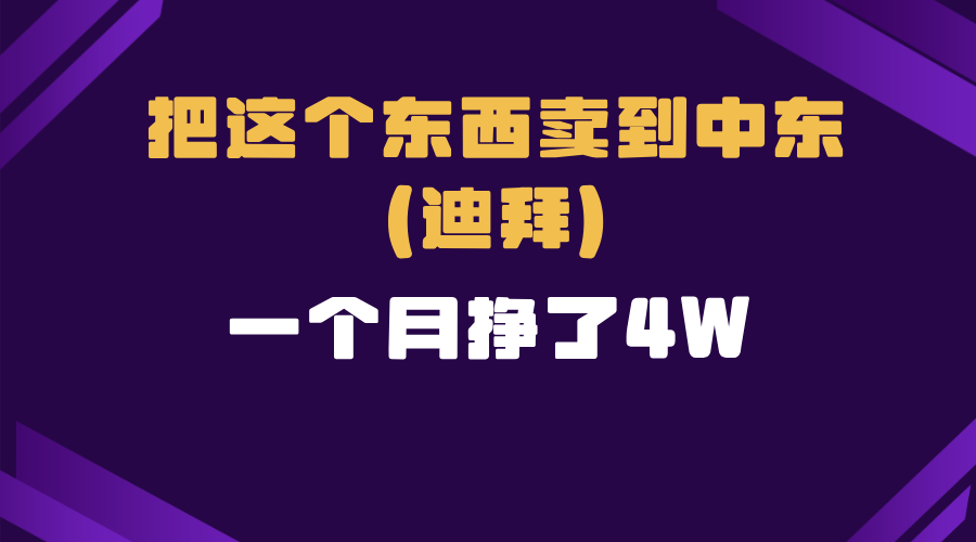 跨境电商一个人在家把货卖到迪拜，暴力项目拆解-情久项目网