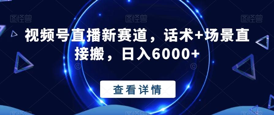 视频号直播新赛道，话术+场景直接搬，日入6000+-情久项目网
