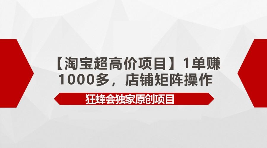 【淘宝超高价项目】1单赚1000多,店铺矩阵操作-情久项目网