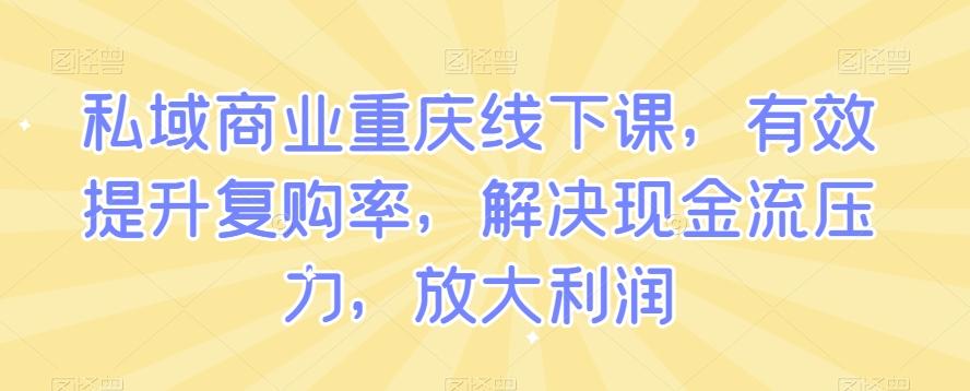 私域商业重庆线下课，有效提升复购率，解决现金流压力，放大利润-情久项目网