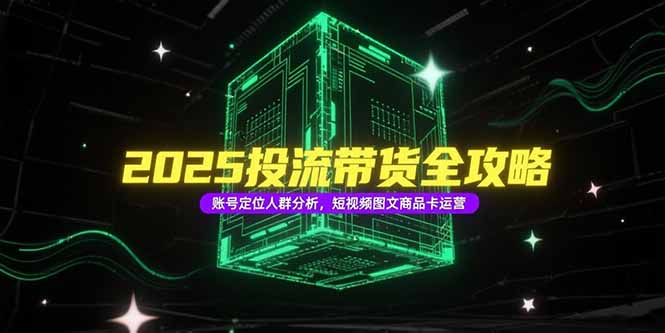 2025投流带货全攻略，账号定位人群分析，短视频图文商品卡运营-情久项目网