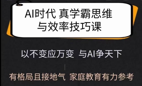 Ai时代真学霸思维与学习方法课，有格局且接地气，家庭教育有力参考-情久项目网