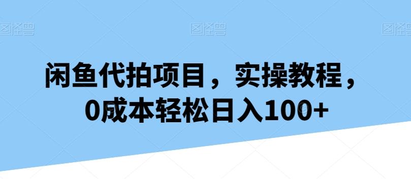 闲鱼代拍项目，实操教程，0成本轻松日入100+-情久项目网