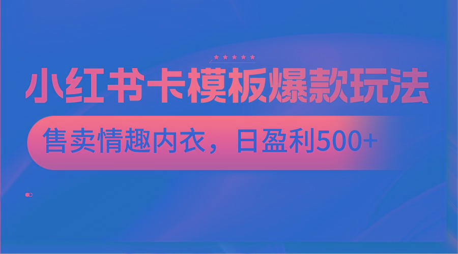 小红书卡模板爆款玩法，售卖情趣内衣，日盈利500+-情久项目网