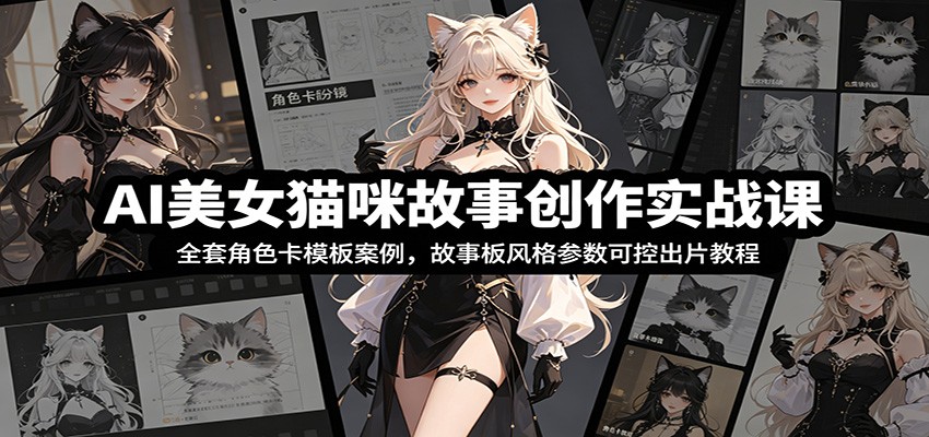 AI美女猫咪故事创作实战课：全套角色卡模板案例，故事板风格参数可控出片教程-情久项目网