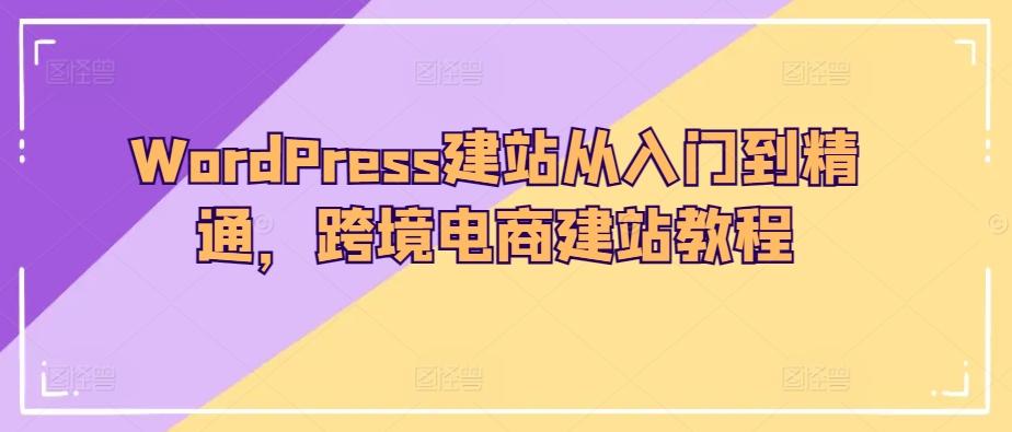 WordPress建站从入门到精通，跨境电商建站教程-情久项目网
