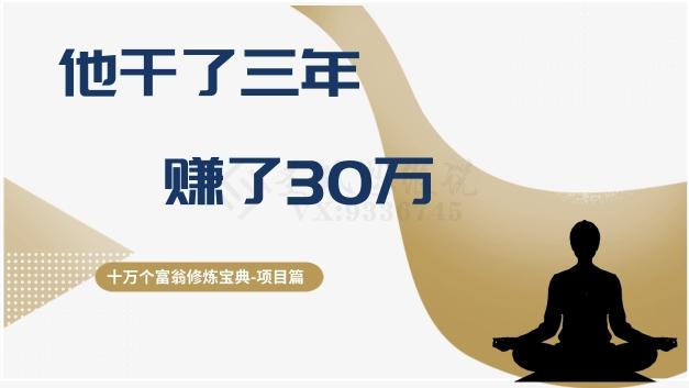 十万个富翁修炼宝典之2.他干了3年，赚了30万-情久项目网