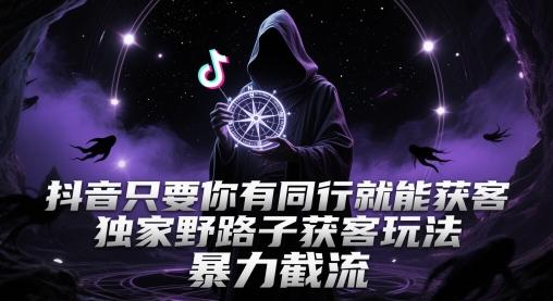 抖音只要你有同行就能获客，独家野路子获客玩法，暴力截流【揭秘】-情久项目网
