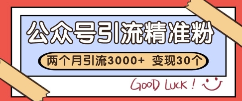 公众号精准粉引流玩法，2个月3000+精准粉，变现30个W【揭秘】-情久项目网
