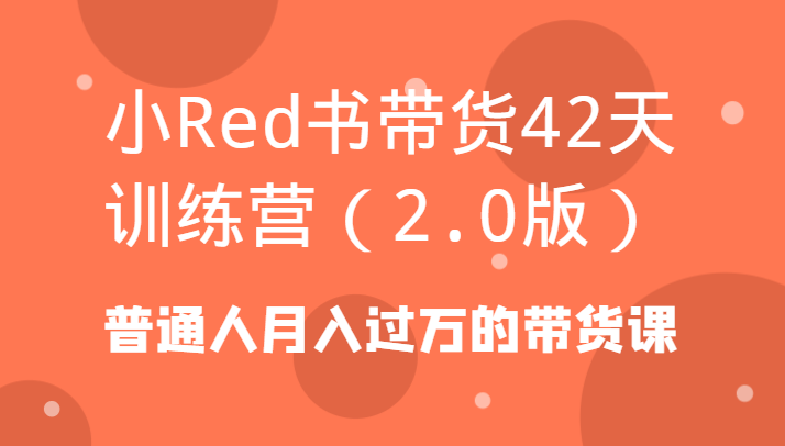 小Red书带货42天训练营(2.0版)普通人月入过万的带货课-情久项目网