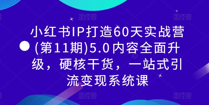 小红书IP打造60天实战营(第11期)5.0​内容全面升级，硬核干货，一站式引流变现系统课-情久项目网