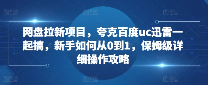 网盘拉新项目，夸克百度uc迅雷一起搞，新手如何从0到1，保姆级详细操作攻略-情久项目网