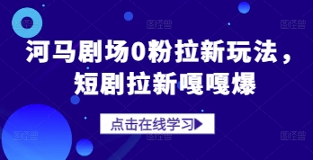 河马剧场0粉拉新玩法，短剧拉新嘎嘎爆-情久项目网