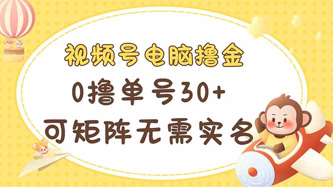 视频号电脑撸金 0撸单号30+ 可矩阵 无需实名多号多得-情久项目网