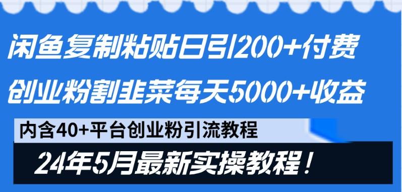闲鱼复制粘贴日引200+付费创业粉，24年5月最新方法！割韭菜日稳定5000+收益-情久项目网