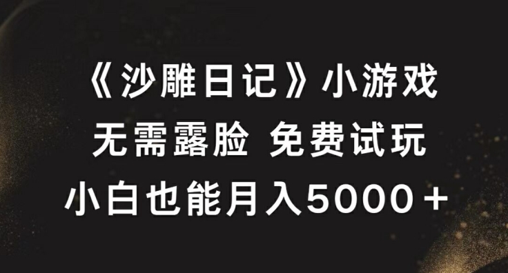 《沙雕日记》小游戏，无需露脸免费试玩，小白也能月入5000+【揭秘】-情久项目网