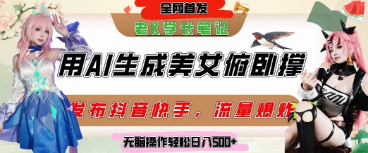 巧用AI让美女做俯卧撑，发布社交平台轻松涨粉变现，流量爆炸，挂抖音橱窗卖货，轻松实现日收入5张-情久项目网