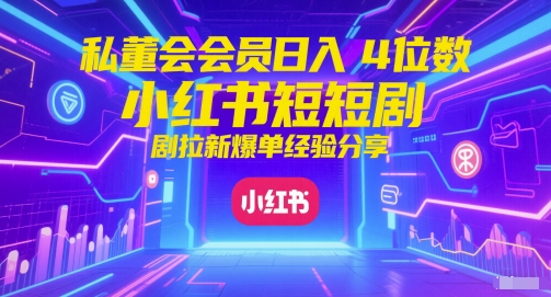 私董会会员日入4位数小红书红果短剧拉新爆单经验分享-情久项目网