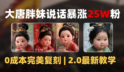 AI大唐胖贵妃说话2.0，40条视频暴涨40w粉，附独家变现攻略-情久项目网