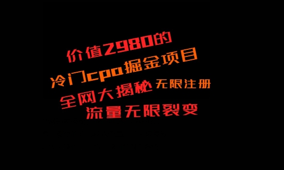 价值2980的CPA掘金项目大揭秘，号称当天收益200+，不见收益包赔双倍-情久项目网