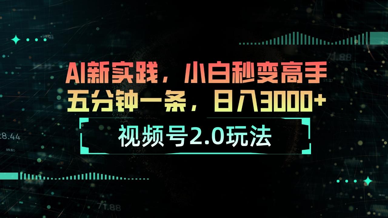 视频号2.0玩法 AI新实践，小白秒变高手五分钟一条，日入3000+-情久项目网