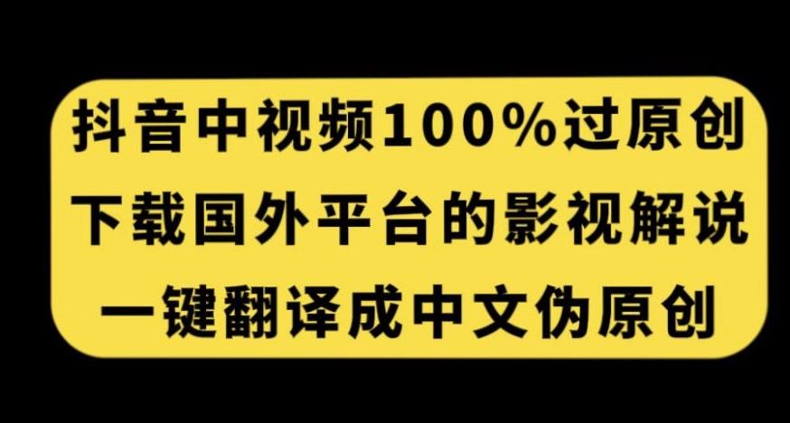 抖音中视频百分百过原创，下载国外平台的电影解说，一键翻译成中文获取收益-情久项目网