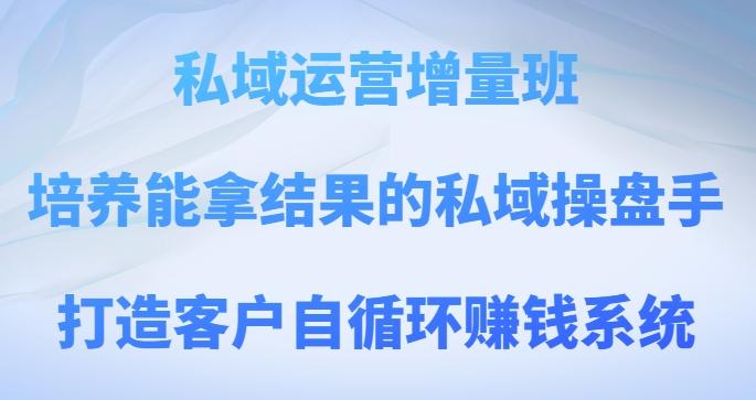 私域运营增量班，培养能拿结果的私域操盘手，打造客户自循环赚钱系统-情久项目网