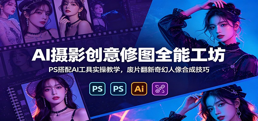 AI摄影创意修图全能工坊：PS搭配AI工具实操教学，废片翻新奇幻人像合成技巧-情久项目网