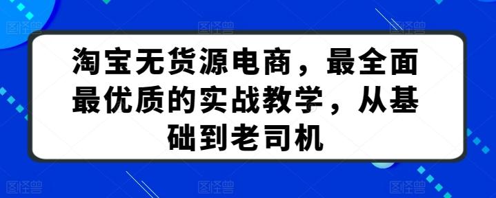 淘宝无货源电商，最全面最优质的实战教学，从基础到老司机-情久项目网