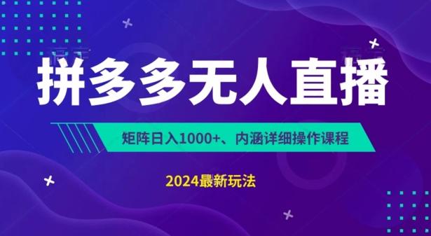 拼多多无人直播不封号，0投入，3天必起，无脑挂机，日入1k+【揭秘】-情久项目网