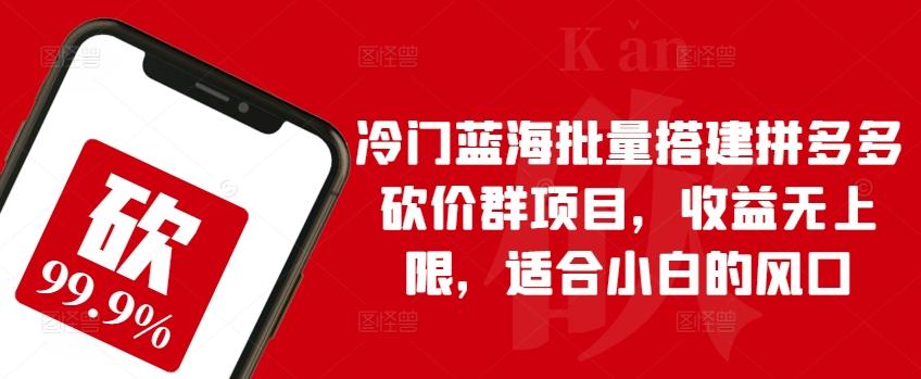 冷门蓝海批量搭建拼多多砍价群项目，收益无上限，适合小白的风口【揭秘】-情久项目网