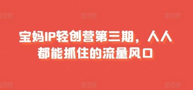 宝妈IP轻创营第三期，人人都能抓住的流量风口-情久项目网