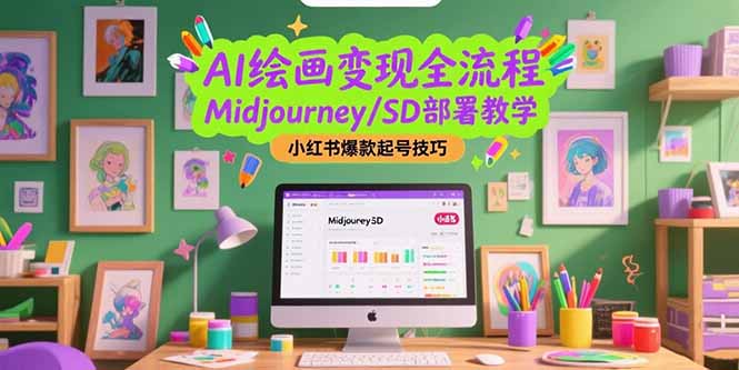 AI绘画变现全流程，Midjourney/SD部署教学，小红书爆款起号技巧-情久项目网