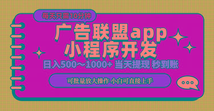 小程序开发 广告赚钱 日入500~1000+ 小白轻松上手！-情久项目网
