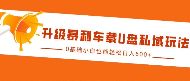 升级暴利车载U盘私域玩法，0基础小白也能轻松日入多张【揭秘】-情久项目网