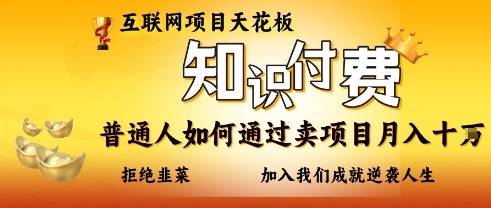 互联网项目天花板，知付付费项目，普通人如何通过卖项目月入十个，拒绝韭菜【揭秘】-情久项目网