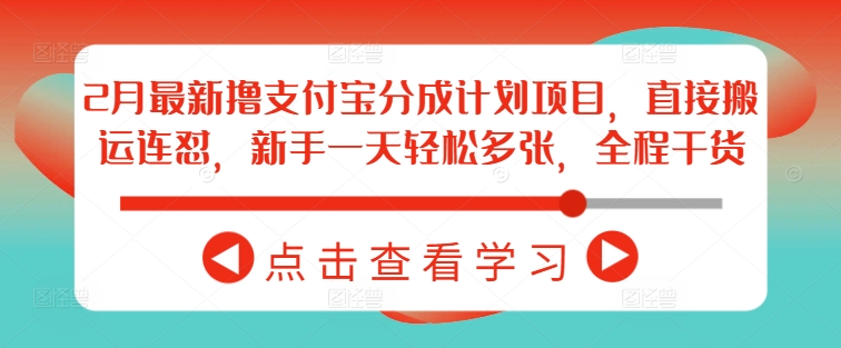 2月最新撸支付宝分成计划项目，直接搬运连怼，新手一天轻松多张，全程干货-情久项目网