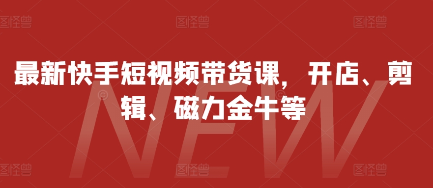最新快手短视频带货课，开店、剪辑、磁力金牛等-情久项目网