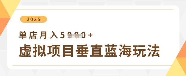 虚拟项目垂直玩法，实现单店月入5k+-情久项目网