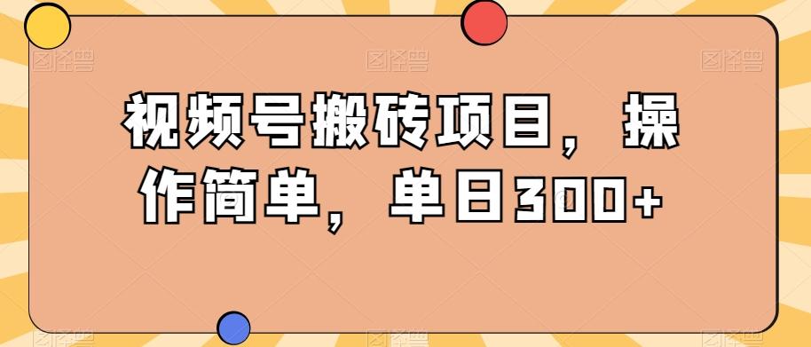 视频号搬砖项目，操作简单，单日300+-情久项目网