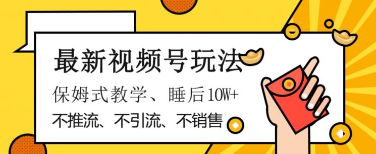 最新视频号玩法，不销售、不引流、不推广，躺着月入1W+，保姆式教学，小白轻松上手【揭秘】-情久项目网