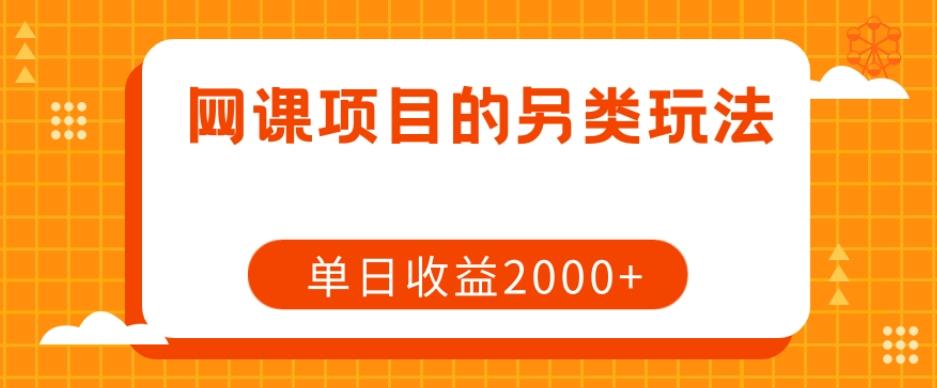 网课项目的另类玩法，单日收益2000+【揭秘】-情久项目网