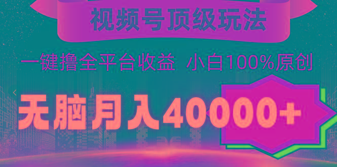 (9281期)视频号顶级玩法，无脑月入40000+，一键撸全平台收益，纯小白也能100%原创-情久项目网