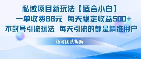 私域项目新玩法【适合小白】 一单收费88.每天稳定收益几张-情久项目网