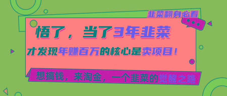 悟了，当了3年韭菜，才发现网赚圈年赚100万的核心是卖项目，含泪分享！-情久项目网