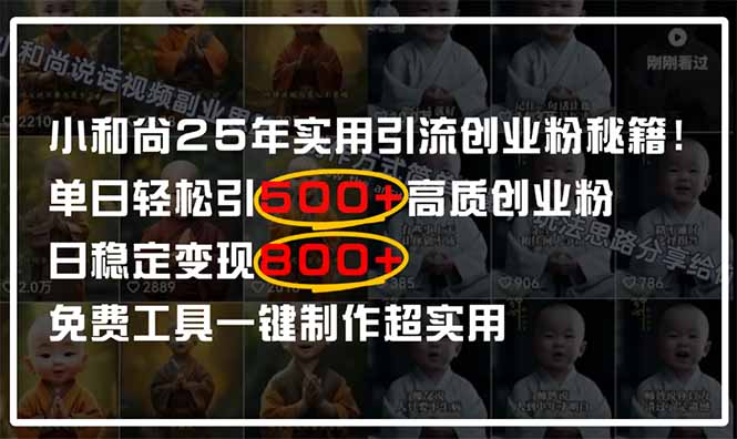 小和尚2025年实用引流秘籍！单日轻松引500+高质量创业粉，日变现800+，...-情久项目网